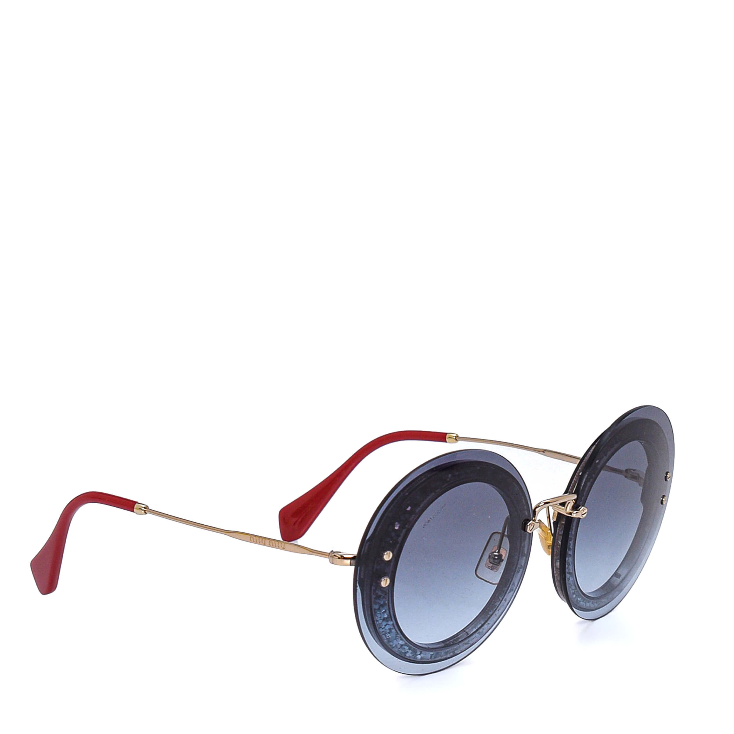 Miu Miu -Black Shiny Round Sunglasses